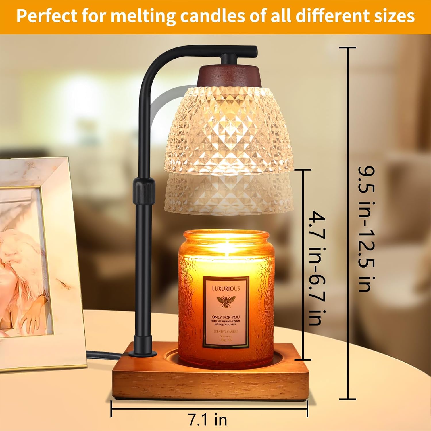 Dimmable Candle Warmer Lamp with Timer Electric Wax Melt Warmer Diamond White