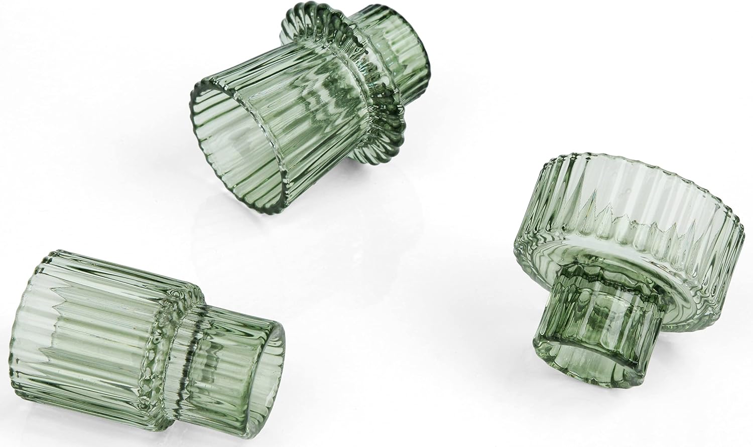 3-Piece Tapered Glass Candlestick Holders for Green Tea Lights