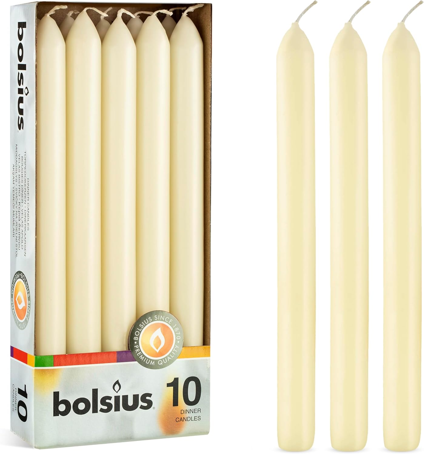 BOLSIUS Ivory Dinner Candles - 10-Pack