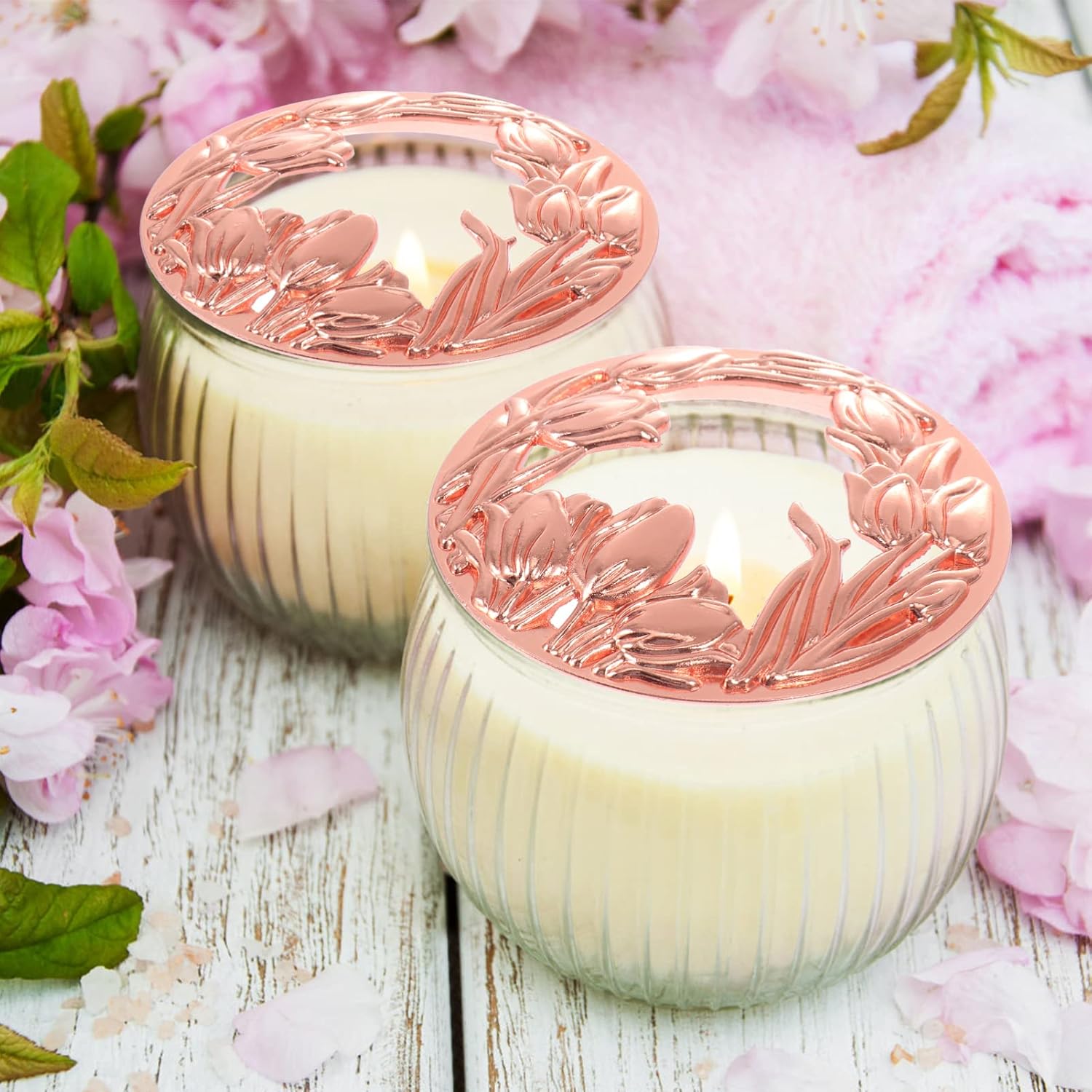 VOSAREA Rose Gold Metal Candle Shade