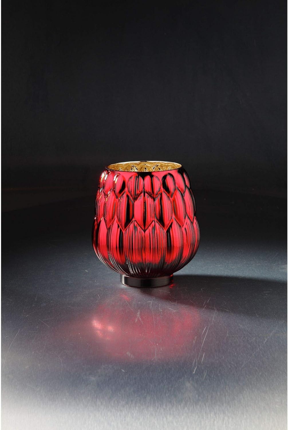 CC Home Furnishings 8 Red Geometric Pattern Glass Pillar Candle Holder