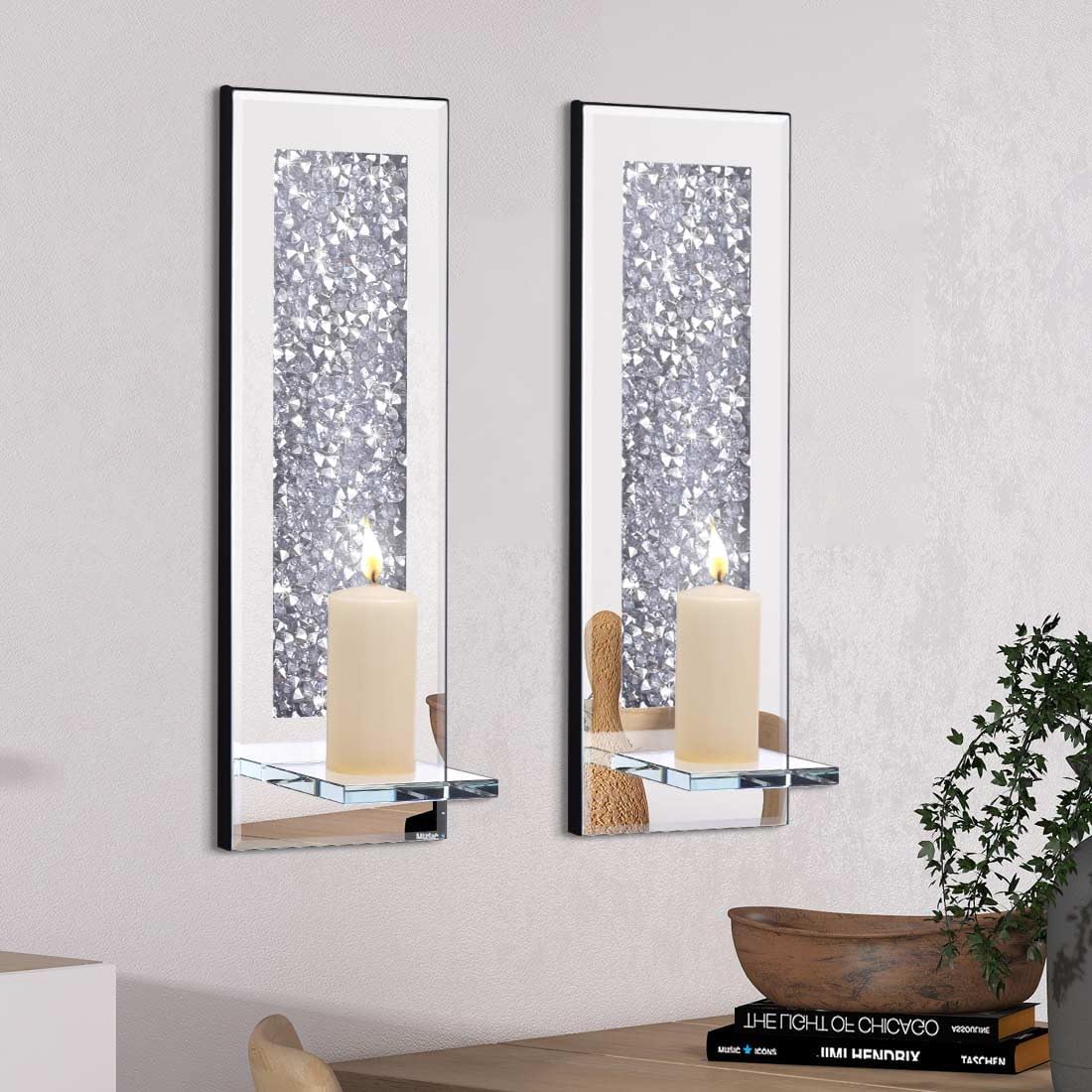 Pibeyer Crystal-Crushed Diamond Wall Candle Holders