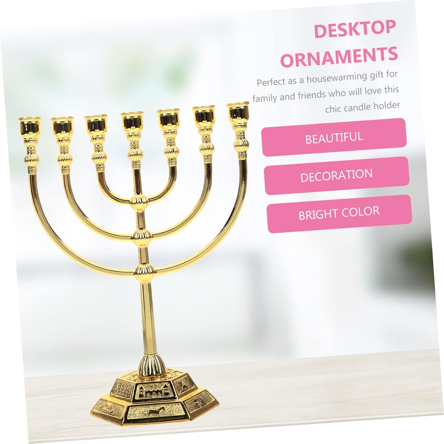 7-Piece Israeli Metal Candlestick Set for Home or Church