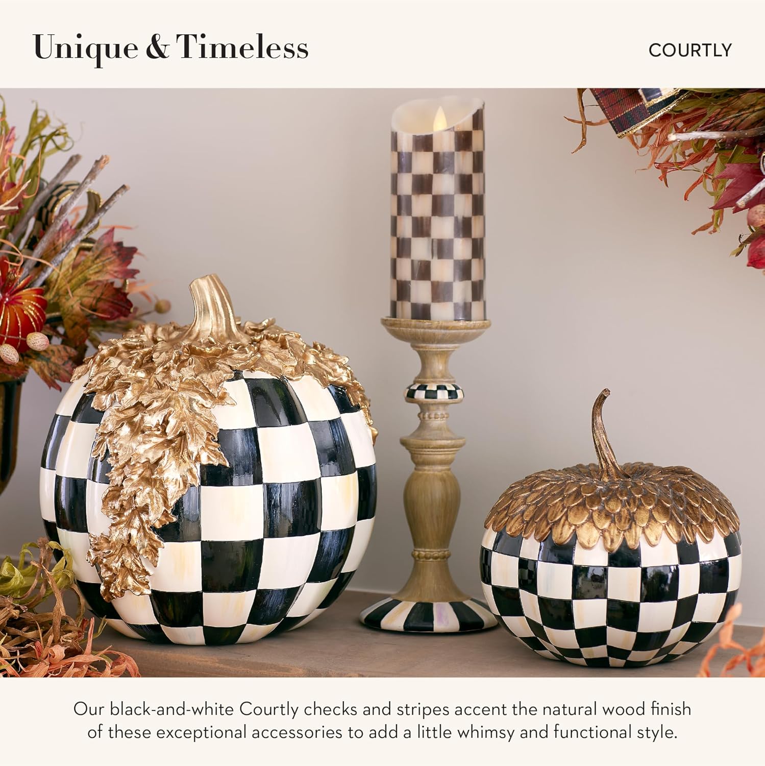 Elegant Black White Candle Holder Set