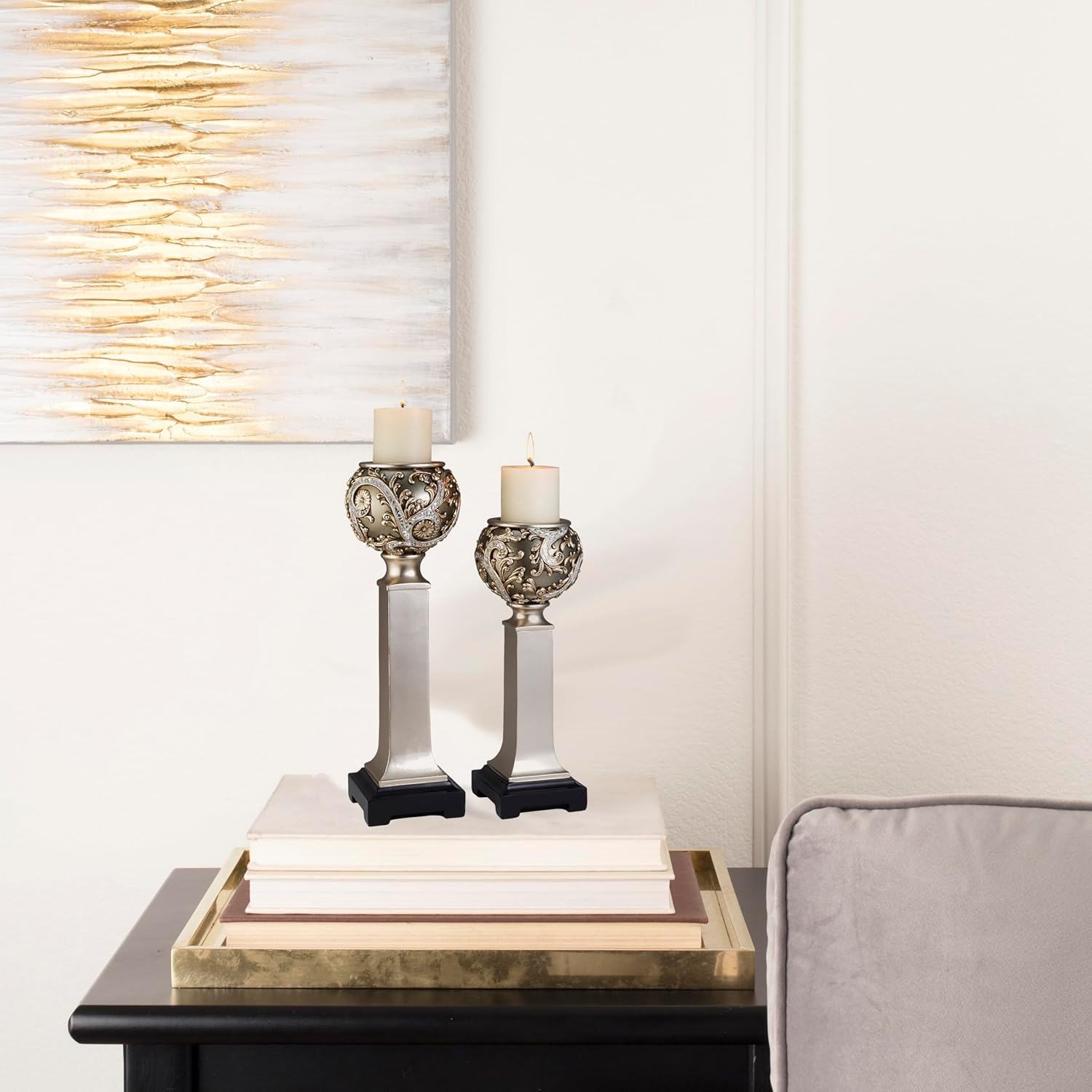 Romantic curled vine candleholder set