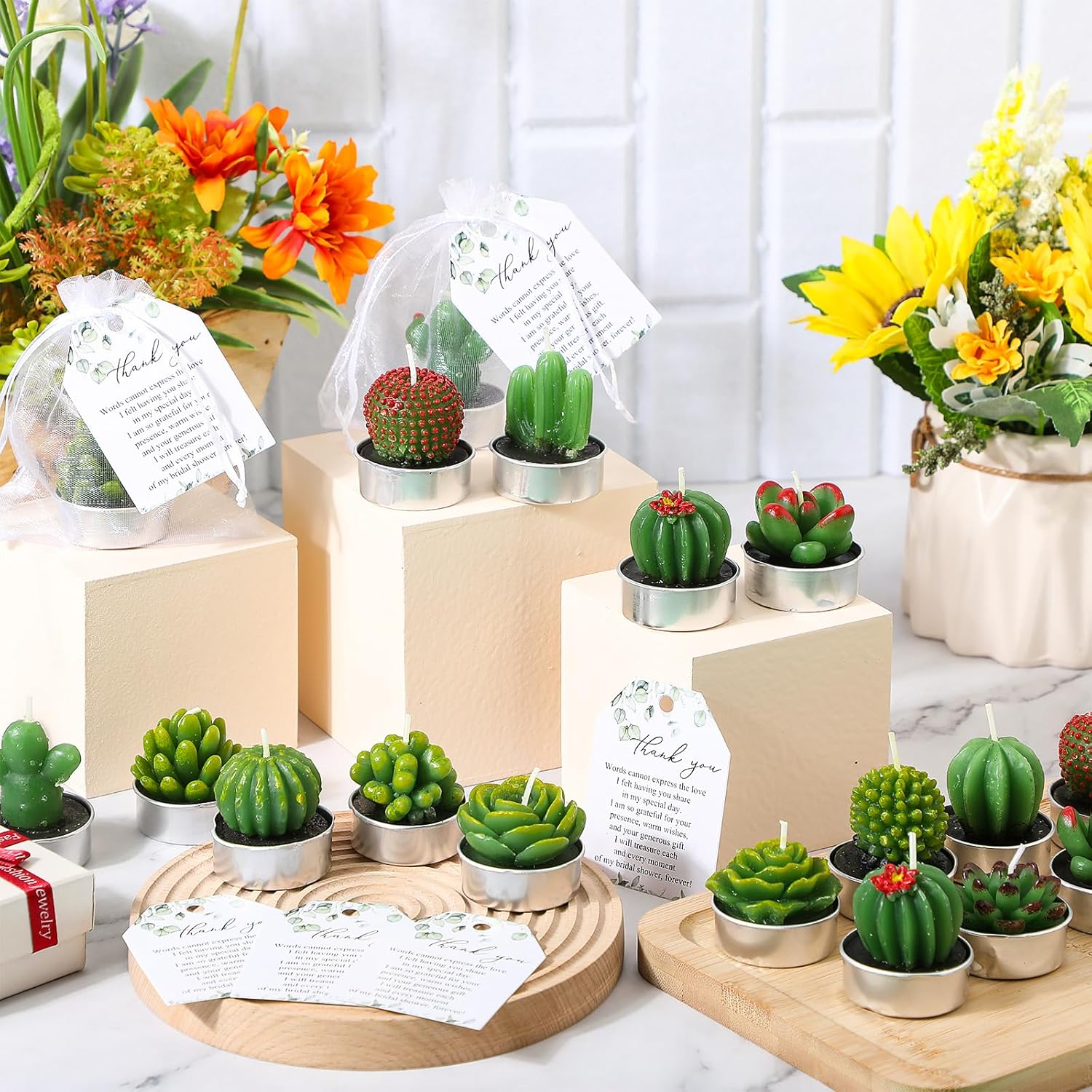 30-Set Floral Candle Party Favor for Bridal Events