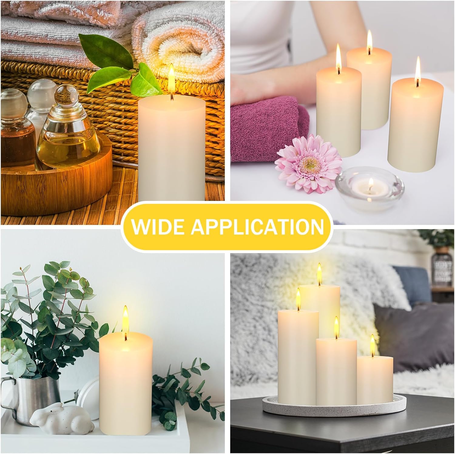 MTLEE 36 Pcs Dripless Unscented Pillar Candles Set
