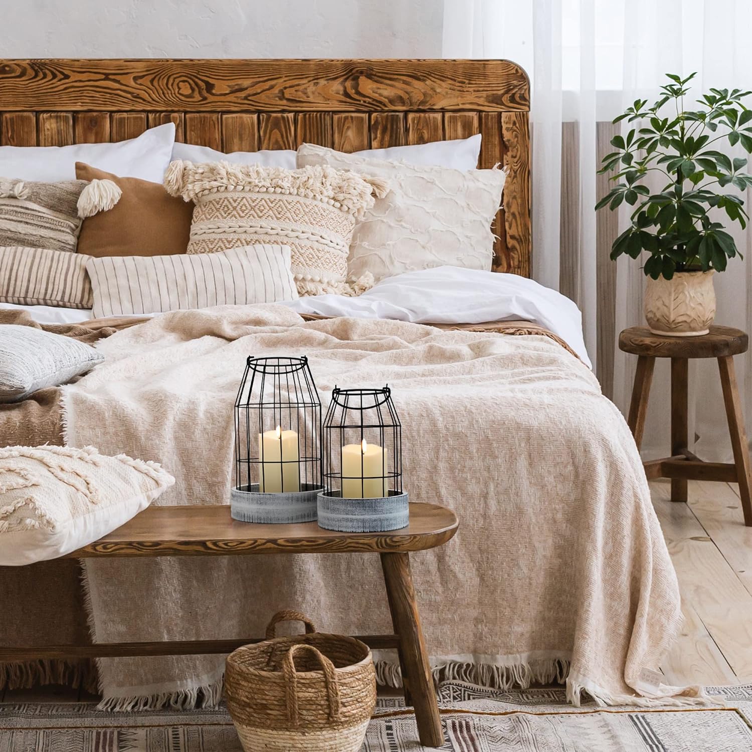 Stylish Rustic Lanterns Set of 2