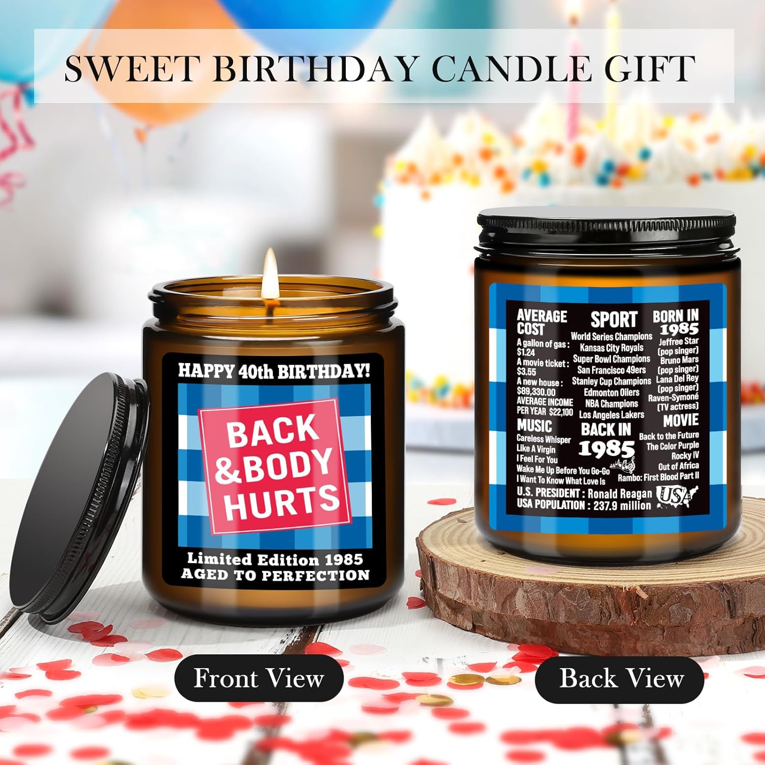 40th Birthday CandleLIMITED EDITION 1985 Scented Glass Candle for Women Men