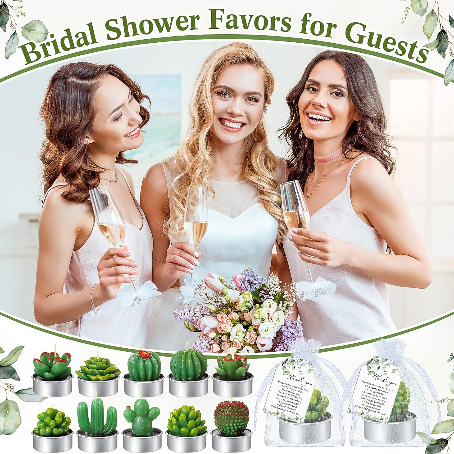 30-Set Floral Candle Party Favor for Bridal Events