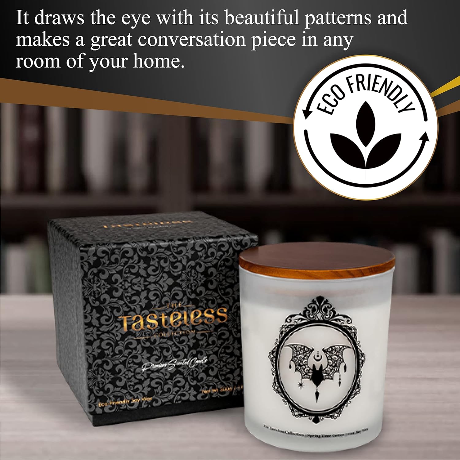 Gothic Bat Candle Black and White Home Decor