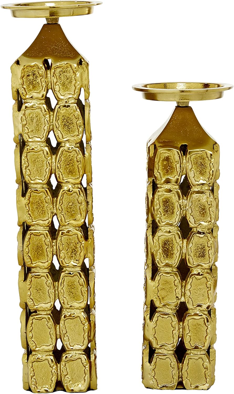 Deco 79 Modern Aluminum Cylinder Candle Holder Set