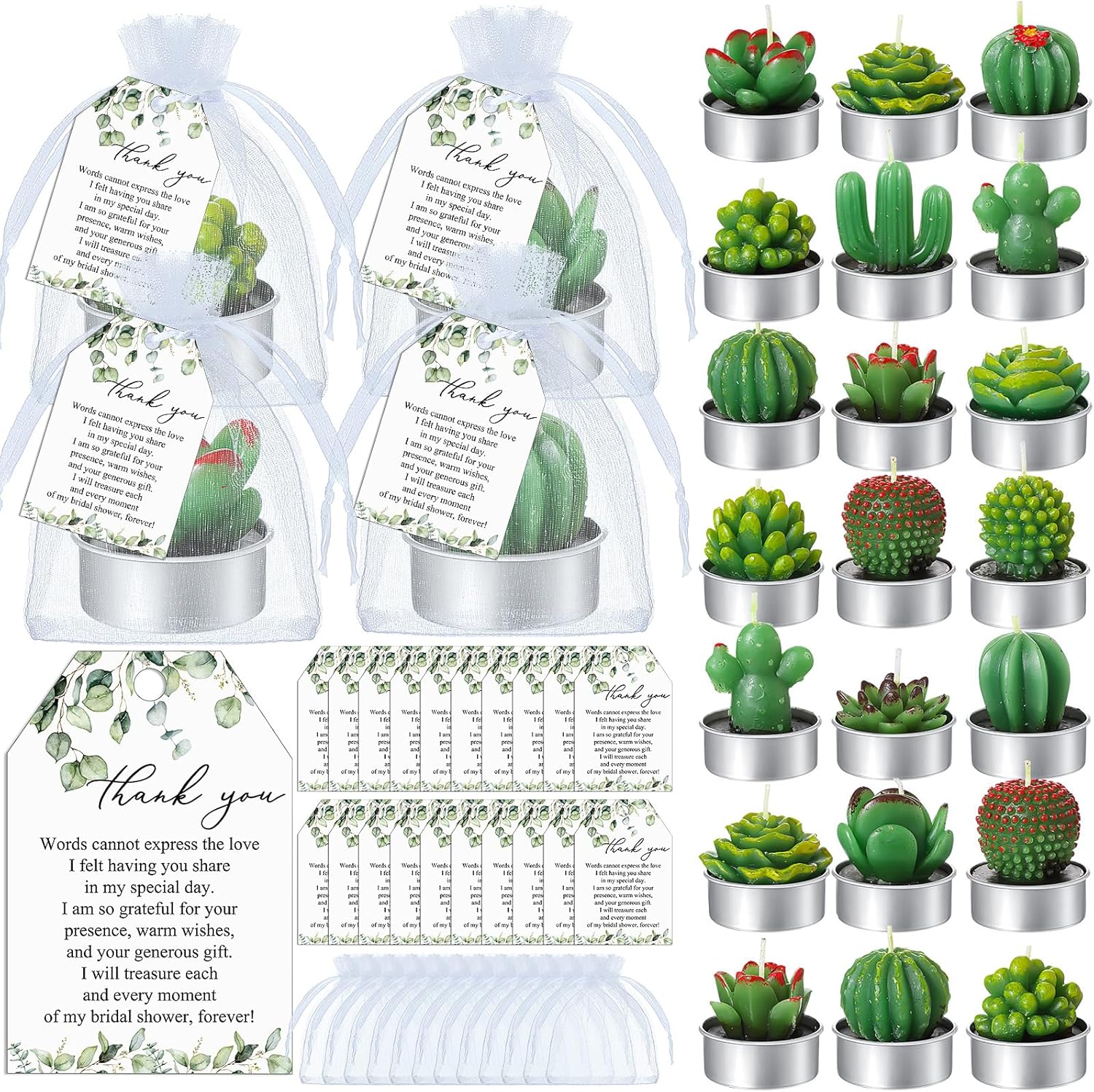 30-Set Floral Candle Party Favor for Bridal Events