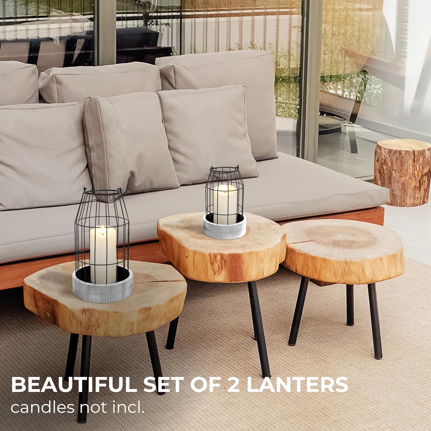Stylish Rustic Lanterns Set of 2