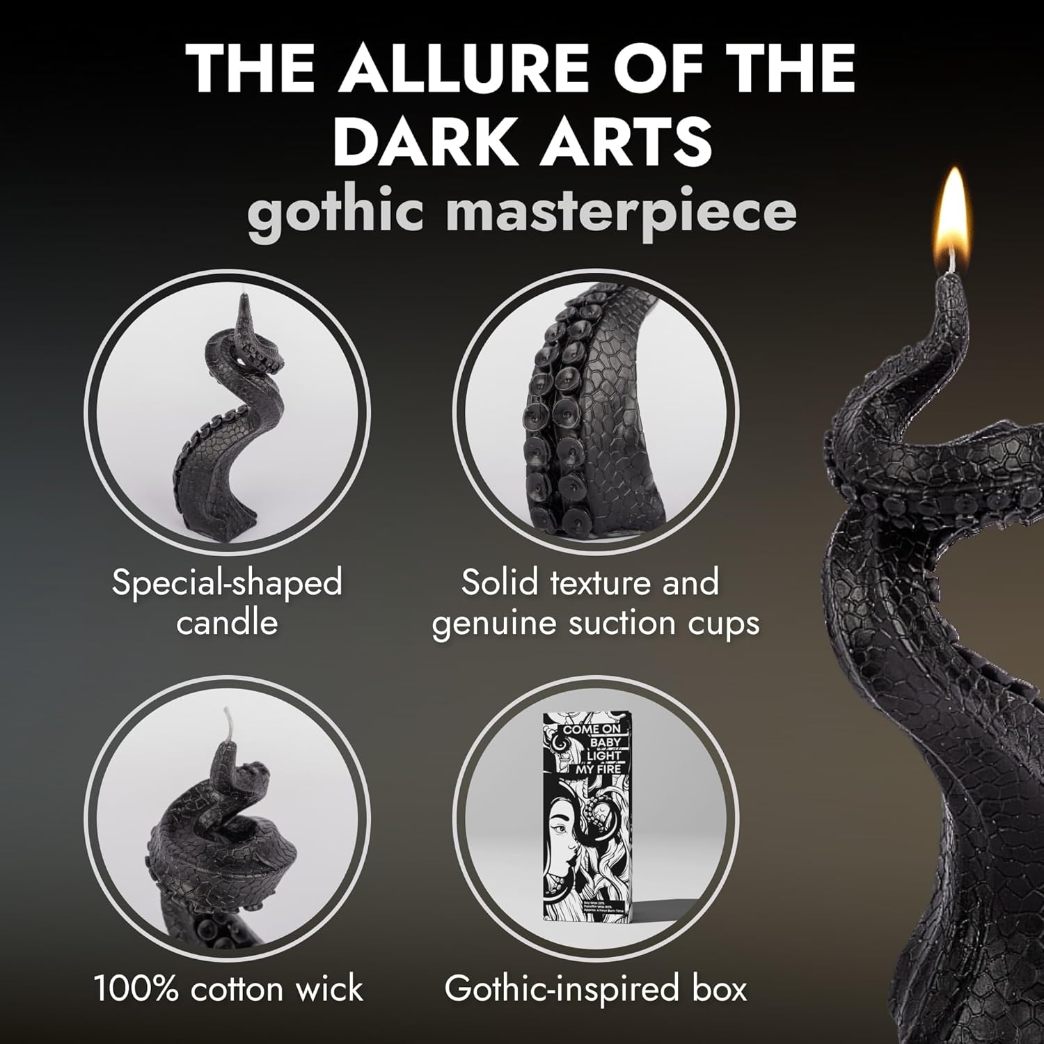 Elevate Your Goth Space with Lidy Black Octopus Tentacle Candle