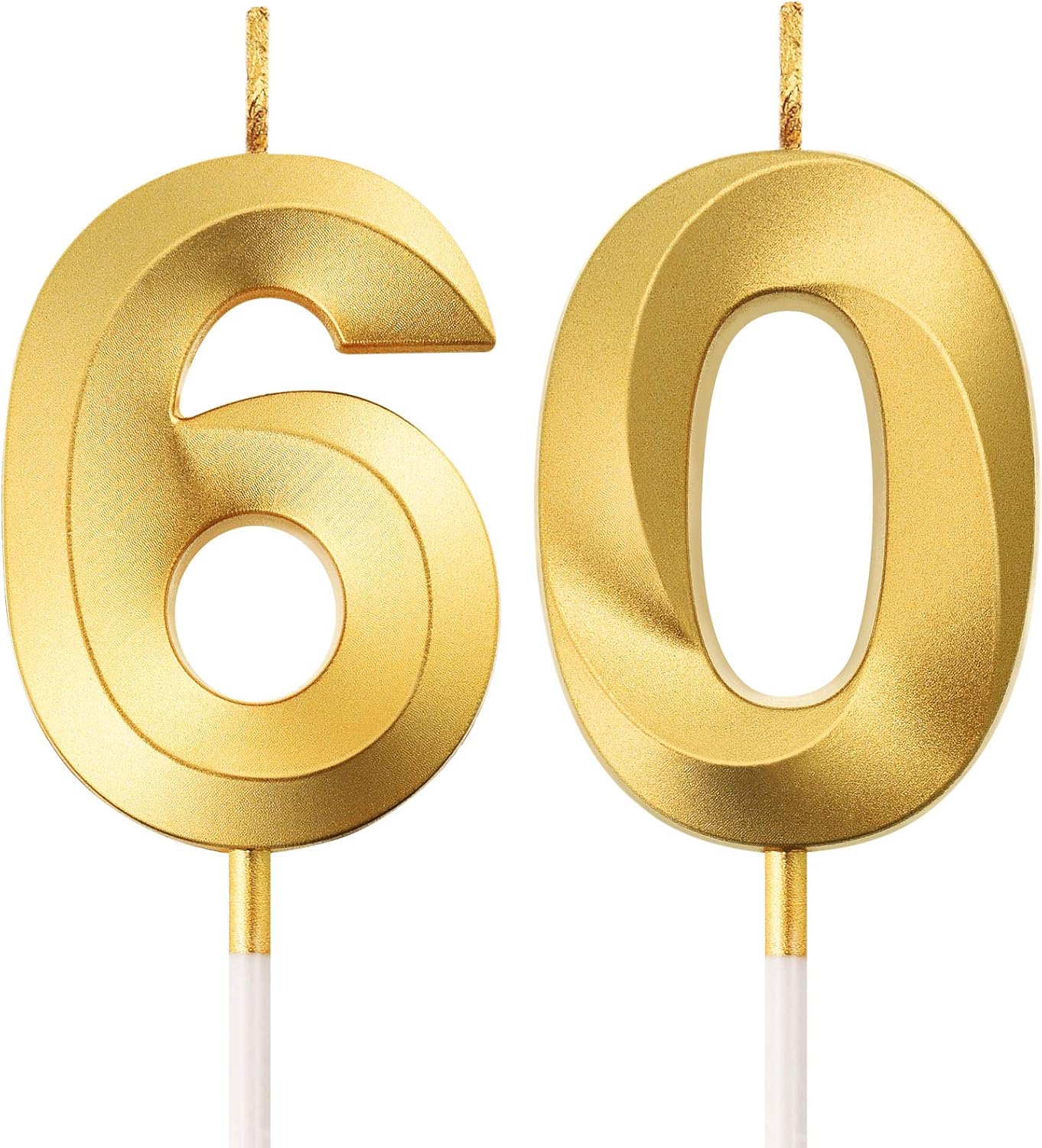 Golden Number 60th Birthday Candles for Cake Topper Decorations