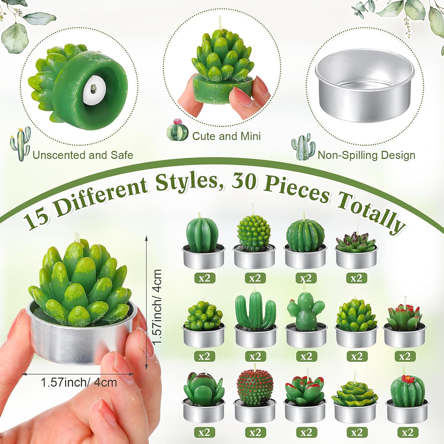 30-Set Floral Candle Party Favor for Bridal Events