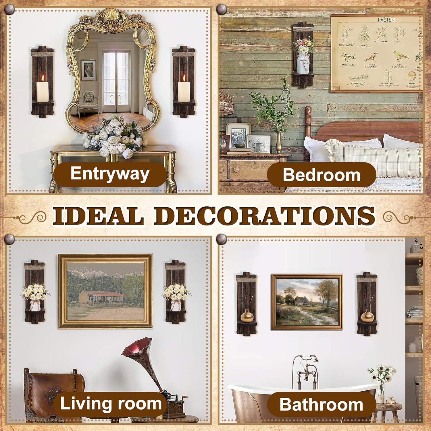2-Piece Vintage Rustic Wall Sconces