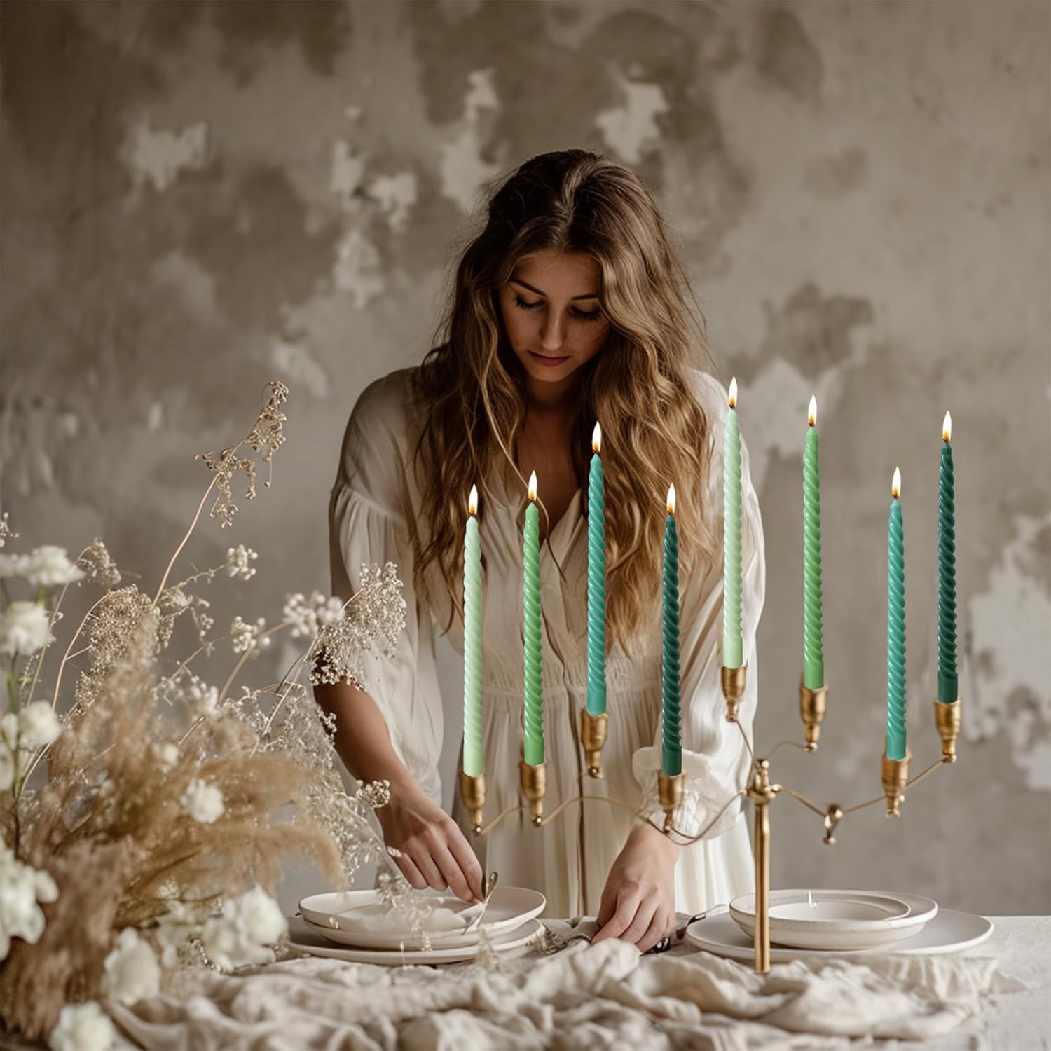 Religious Taper Candles Pastel 12-Skewer Pack