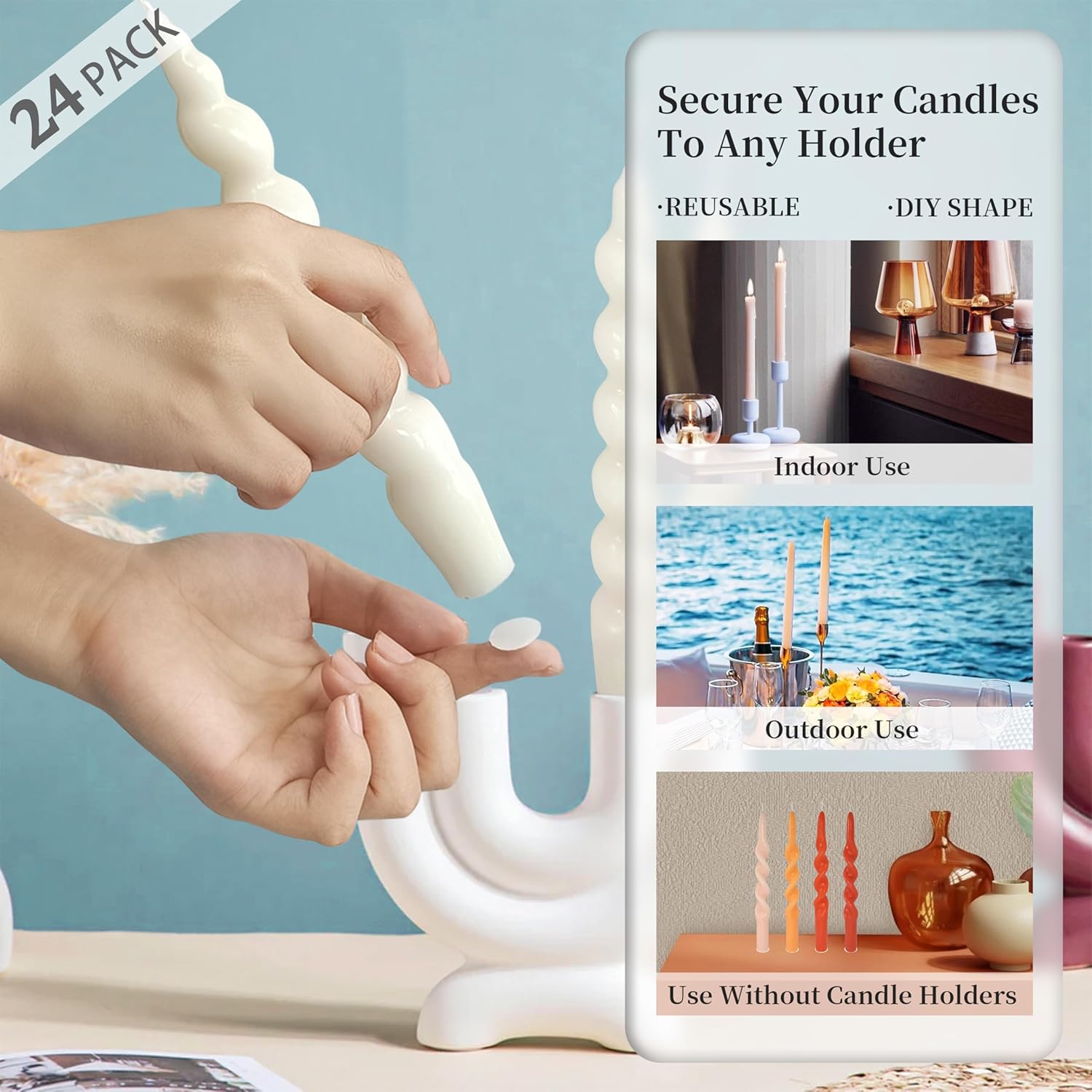 Securely Stick to Any Surface Zechkavaa White Wax Candle Adhesive Dots