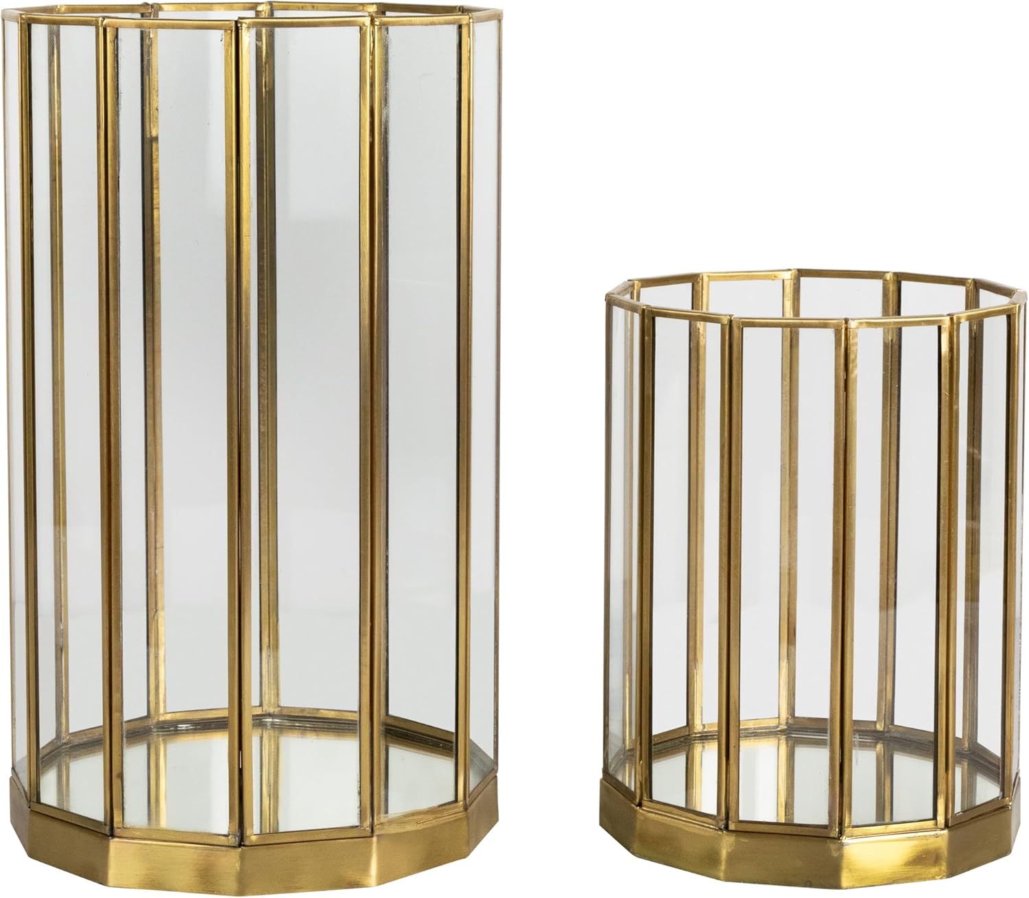 Weatherproof hurricane mirrored candle holders set of 2 in brass 1175 inch