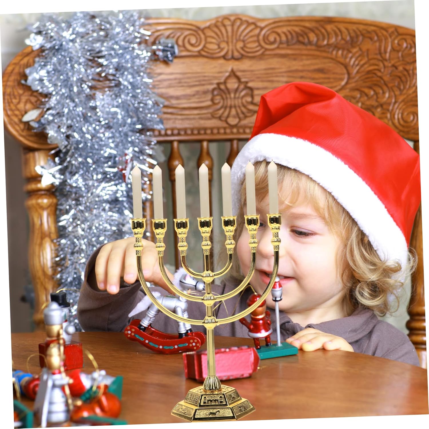 7-Piece Israeli Metal Candlestick Set for Home or Church