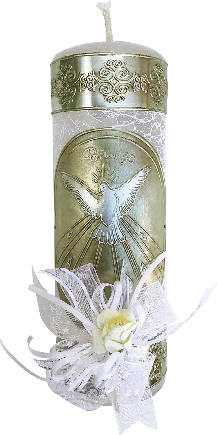 Mexican Artisans Baptism Candle Set in a Wooden Box