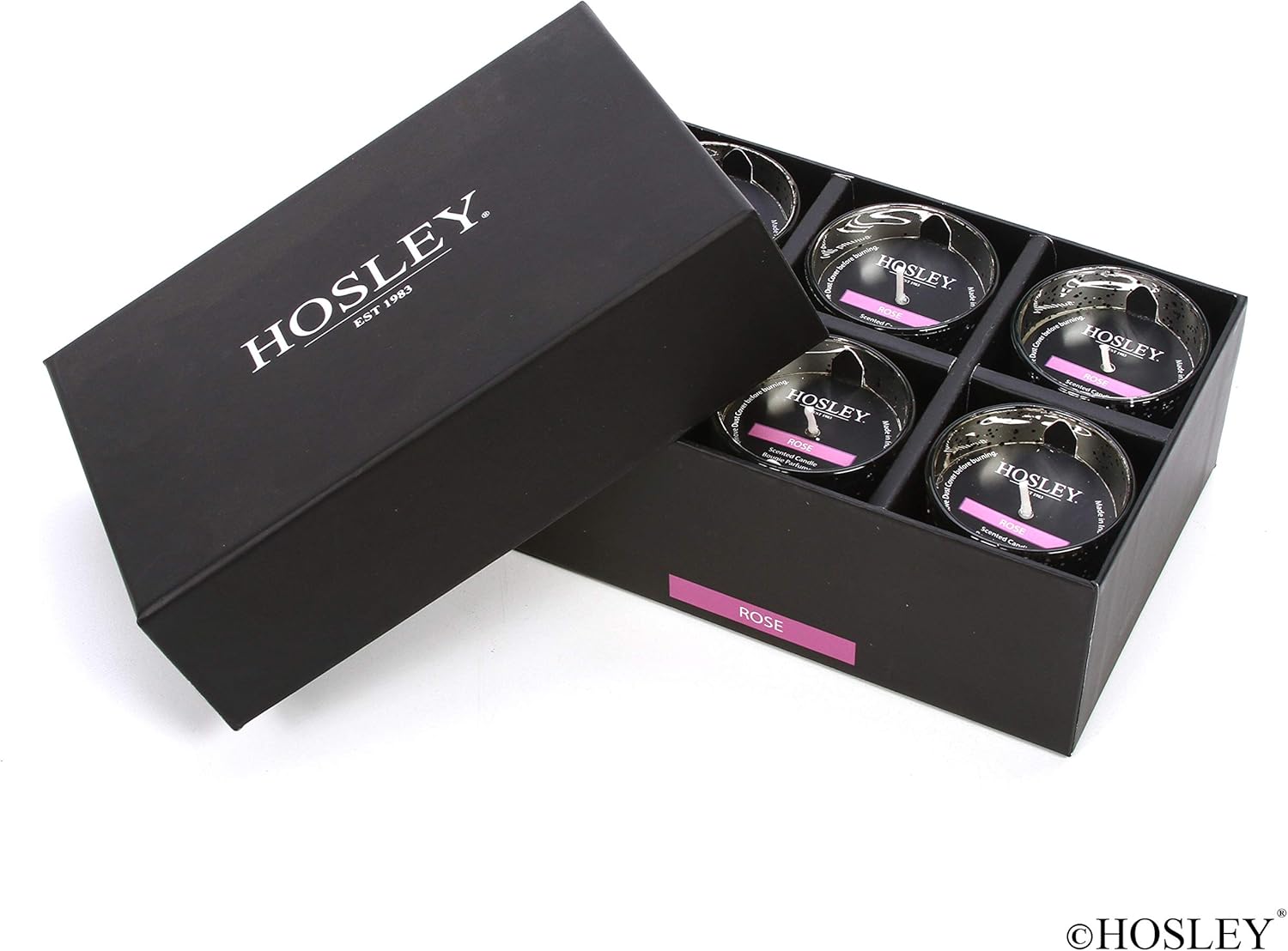 Hosley Premium Scented Glass-Filled Votive Candles 6-Pack Rose