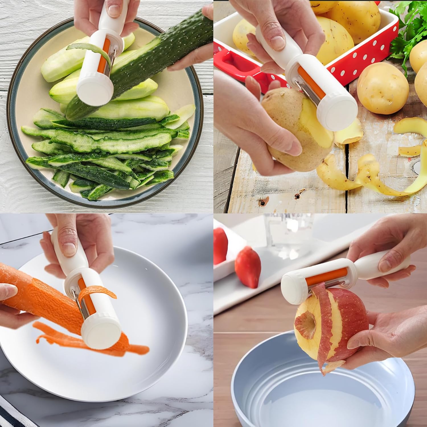 Firjuty 2-in-1 Vegetable Fruit Cleaning Brush Easy Peeling Tool