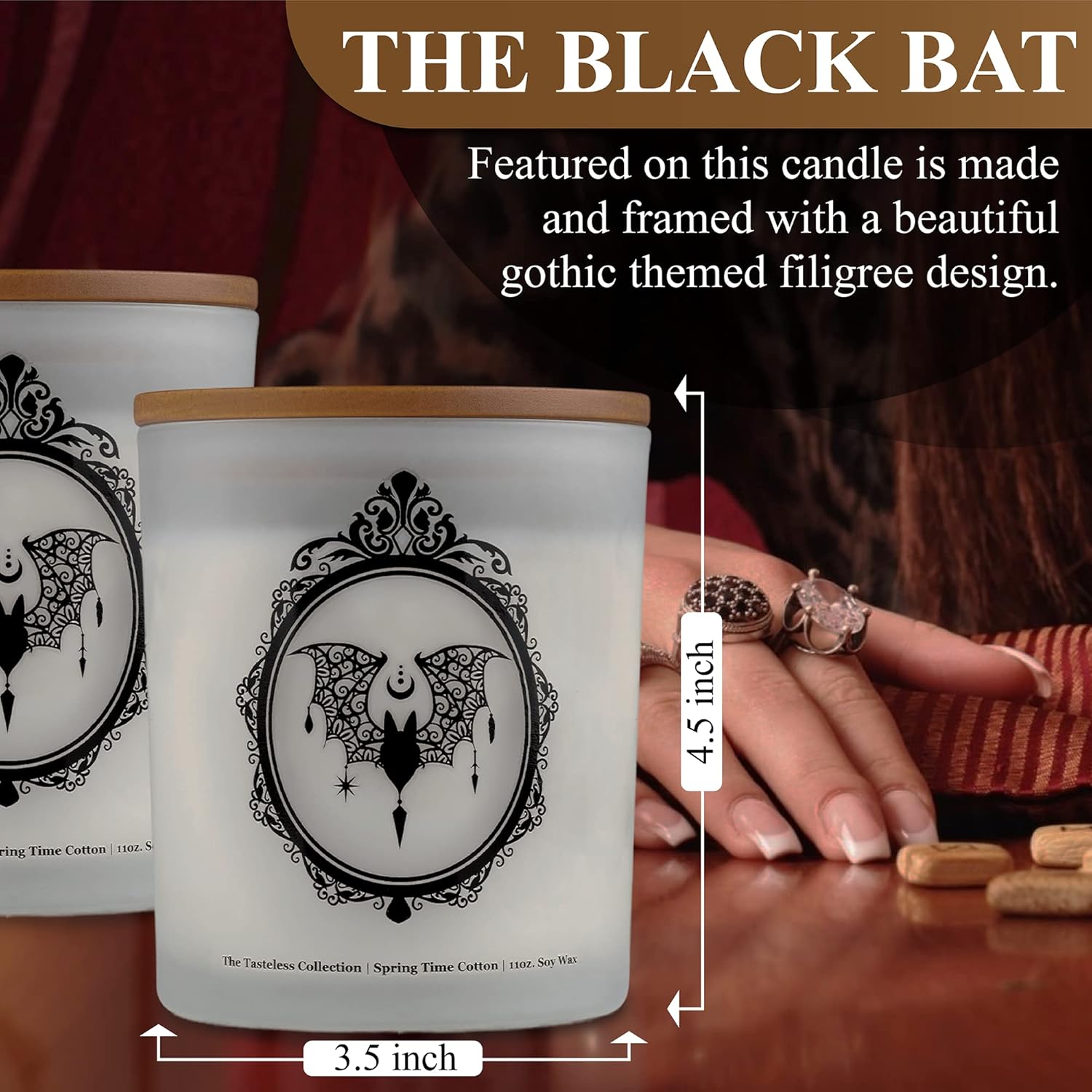 Gothic Bat Candle Black and White Home Decor