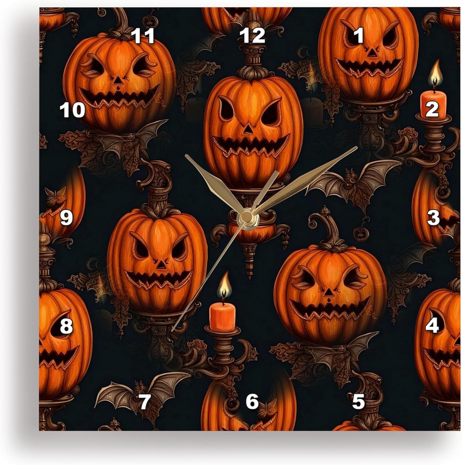 3DRose 10-Inch Halloween Wall Clock Silent