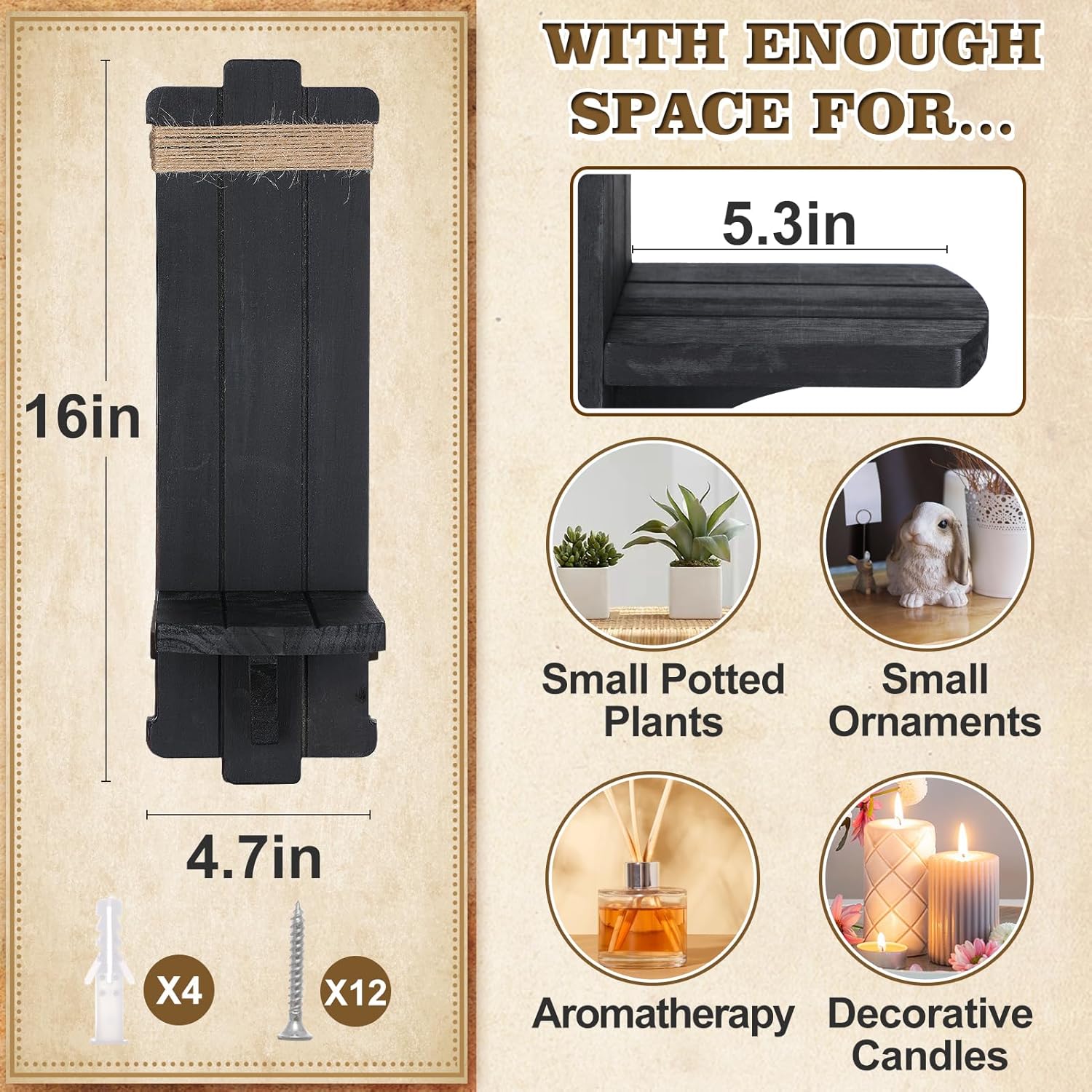 AlphaTool Rustic Gothic Wood Wall Sconces Set of 2