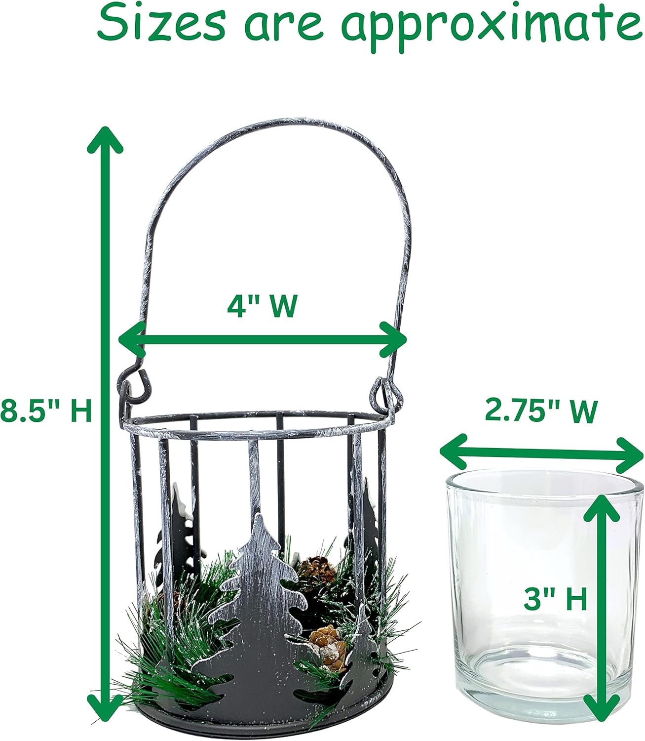 BANBERRY DESIGNS Christmas Tree Basket Candleholder with Pinecone Accents