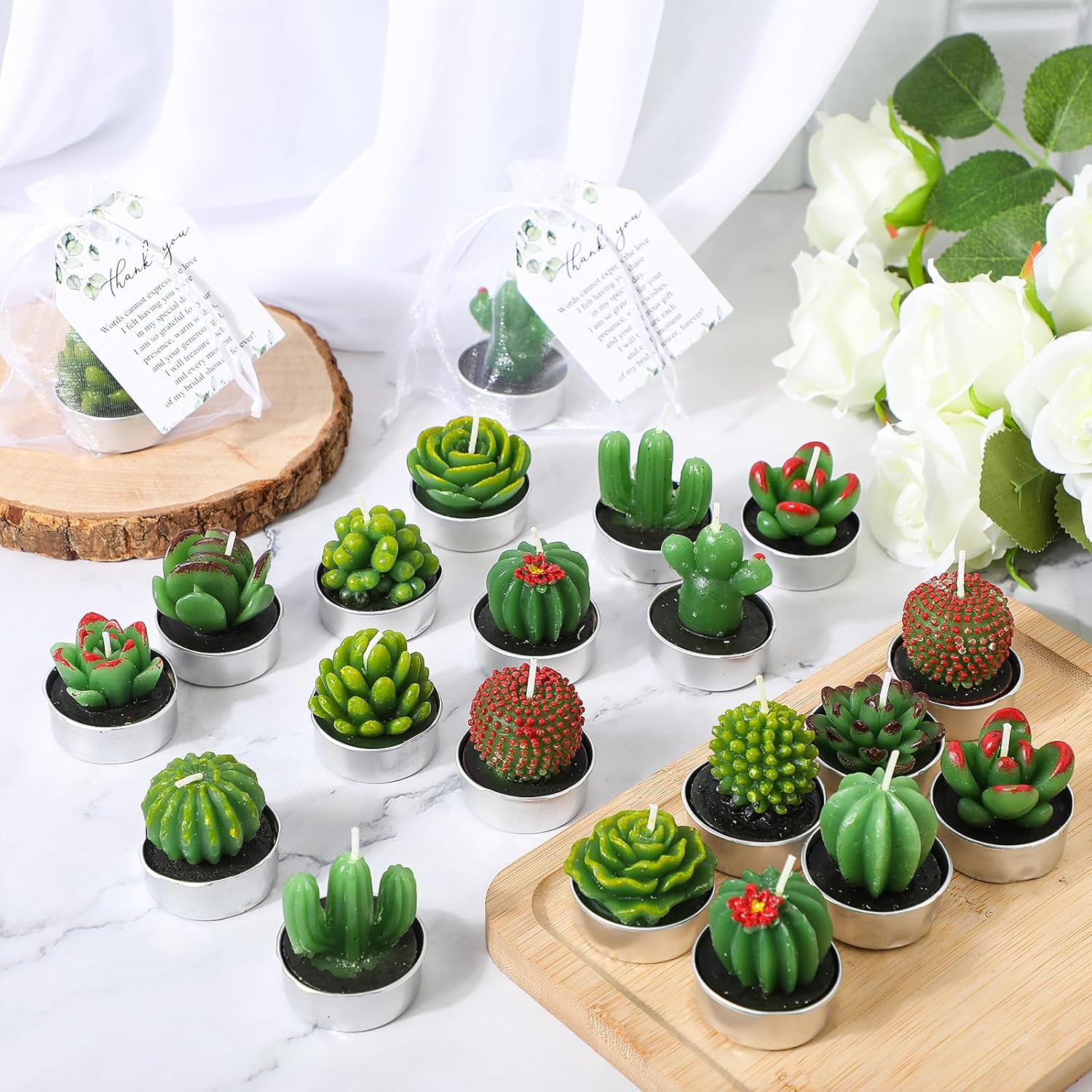 30-Set Floral Candle Party Favor for Bridal Events