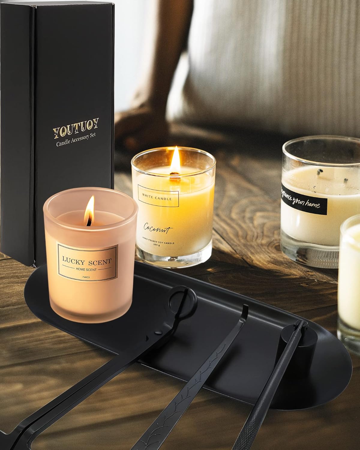 4-in-1 Candle Accessory Set with Storage Tray Plate