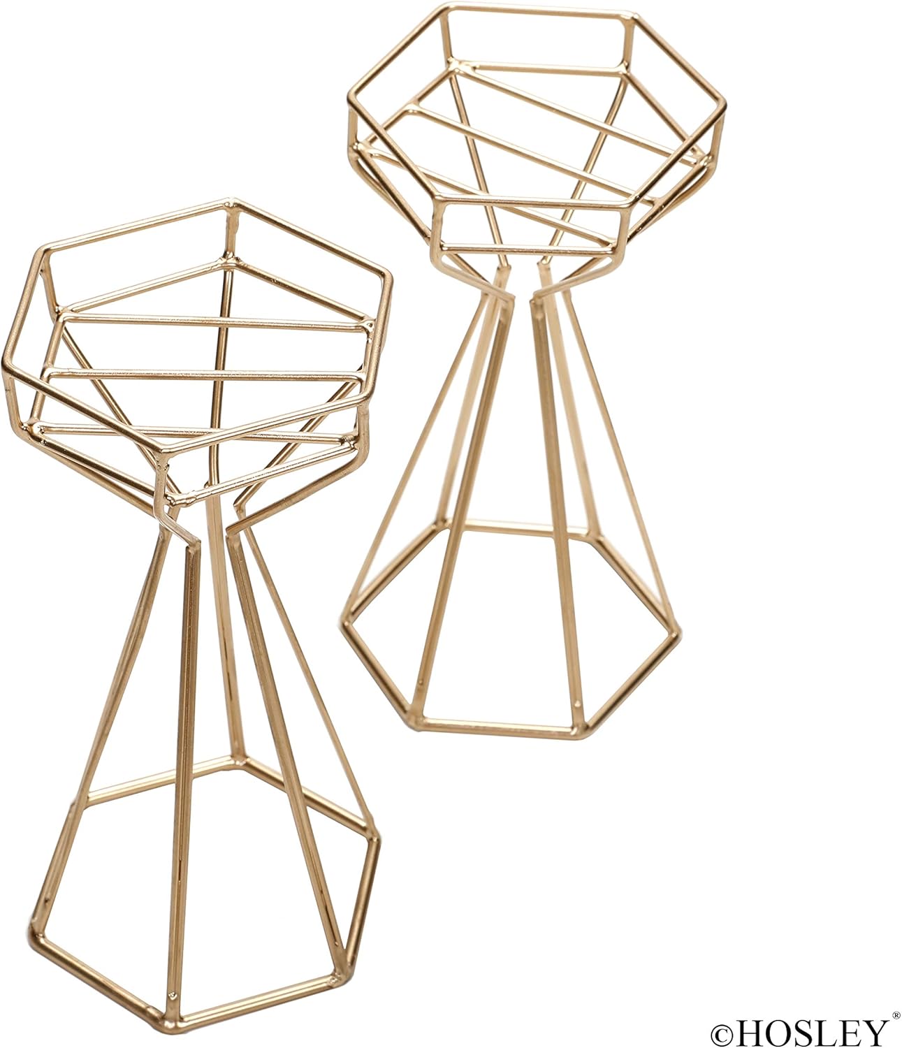 Elegant Gold Wire Candle Holders Set