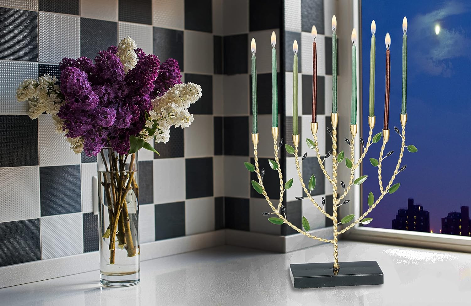 Rite Lit Green Hanukkah Candles - Support Troops