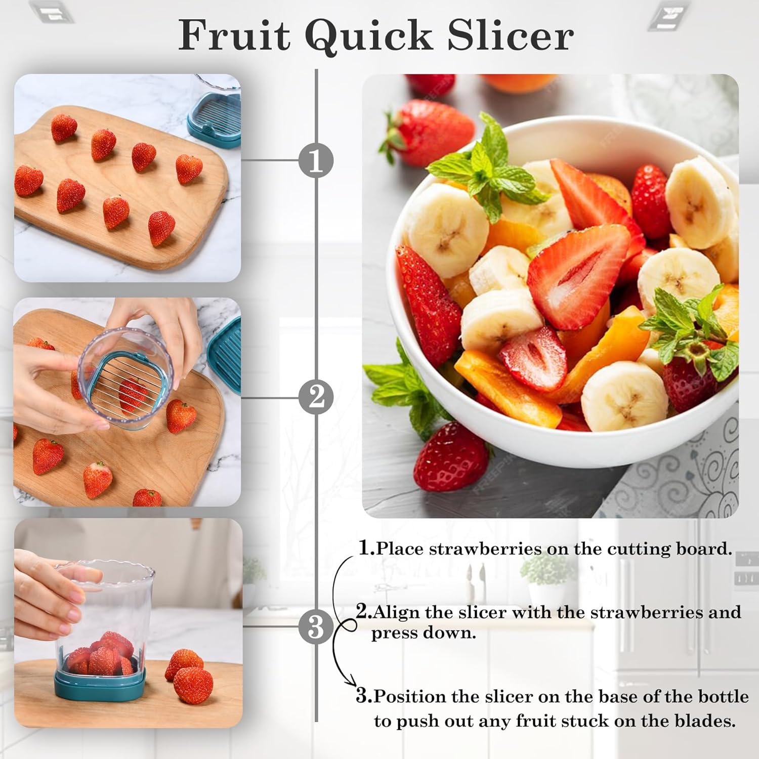 Fruit Slicer with Sharpener Cleaning Brush