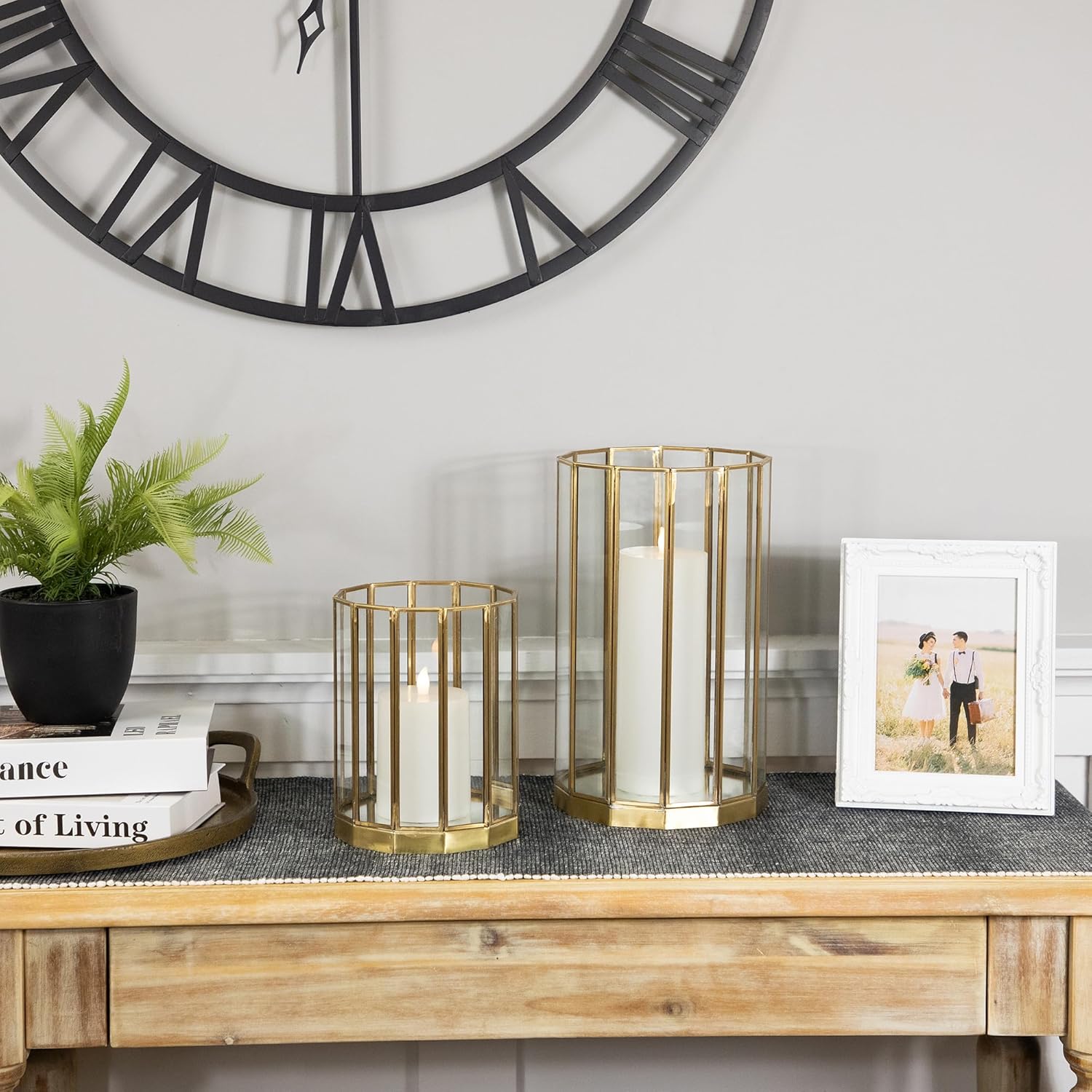 Weatherproof hurricane mirrored candle holders set of 2 in brass 1175 inch