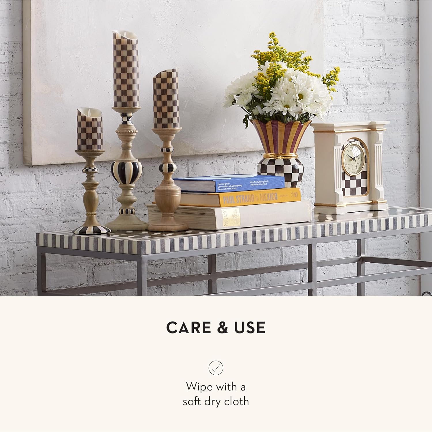 Elegant Black White Candle Holder Set