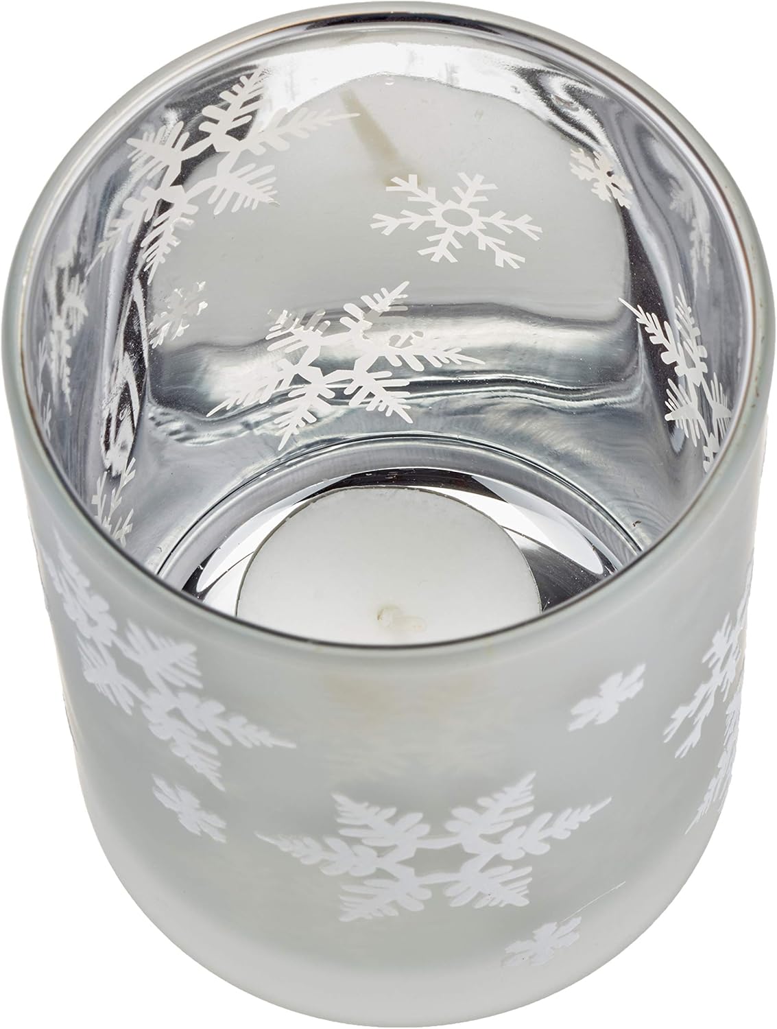 Elegant Snowflake Votive with Wood Lid