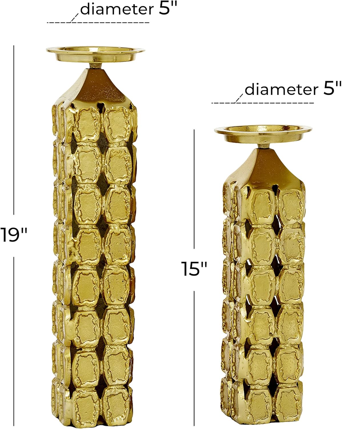 Deco 79 Modern Aluminum Cylinder Candle Holder Set