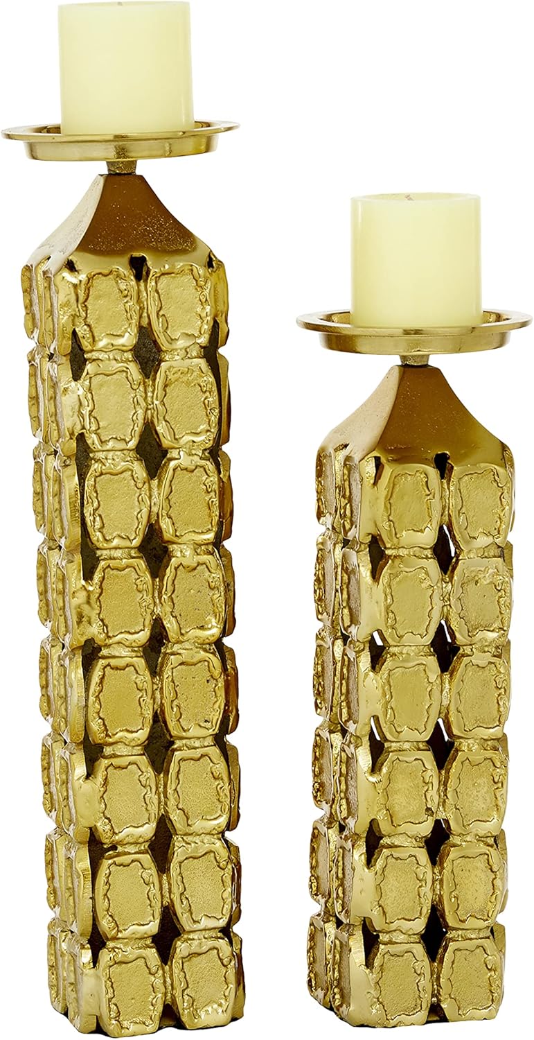 Deco 79 Modern Aluminum Cylinder Candle Holder Set