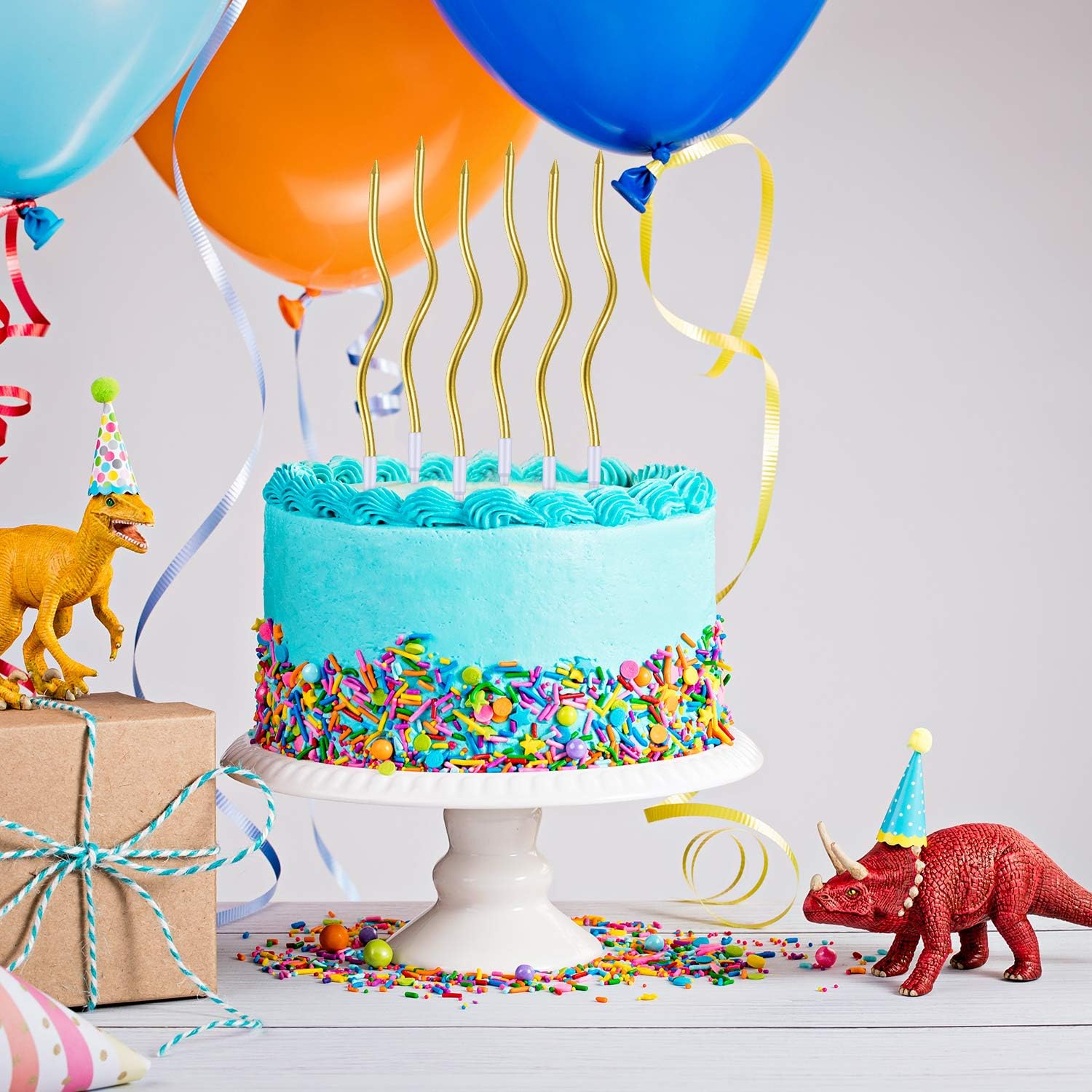 Twisty Metallical Birthday Candles with Holders