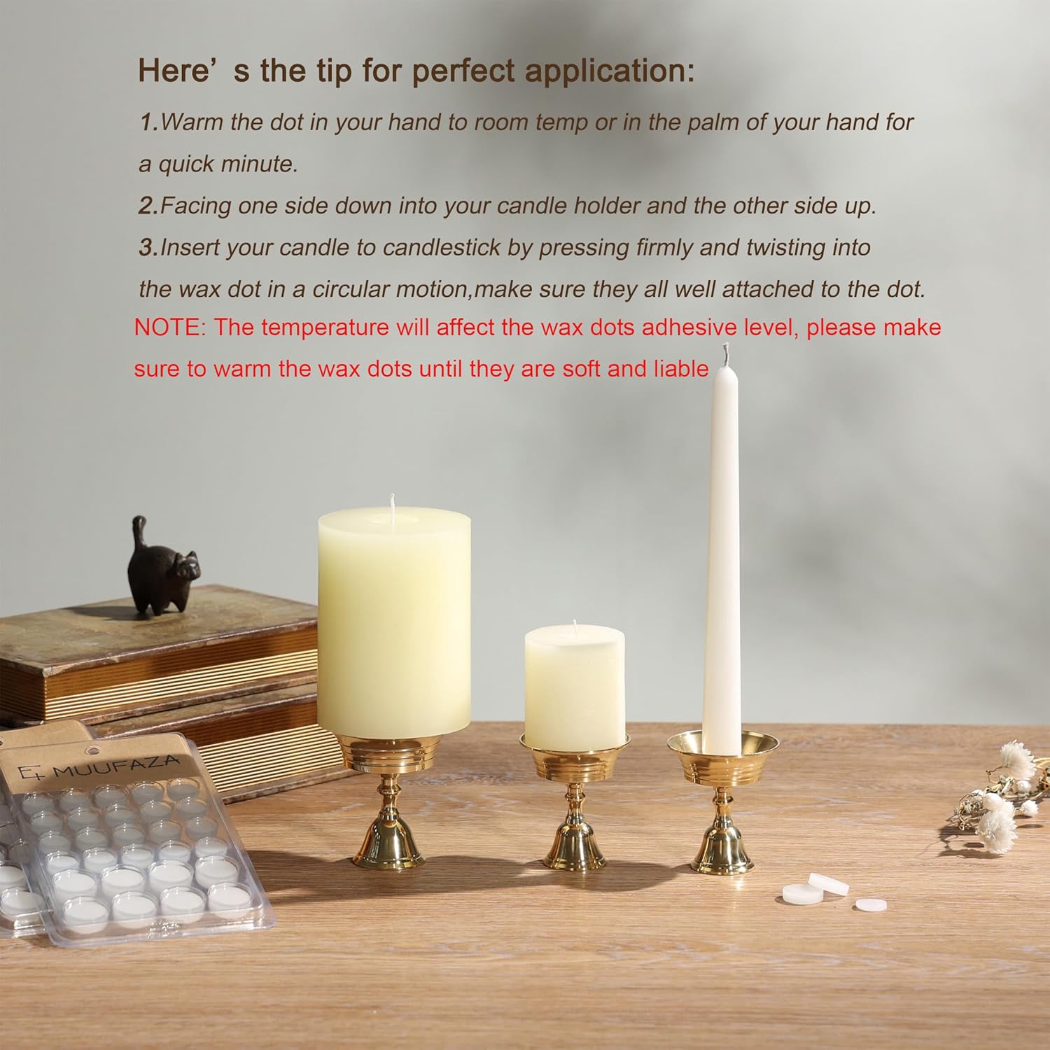 MUUFAZA Wax Dots - Easy Candle adhesive for all sizes