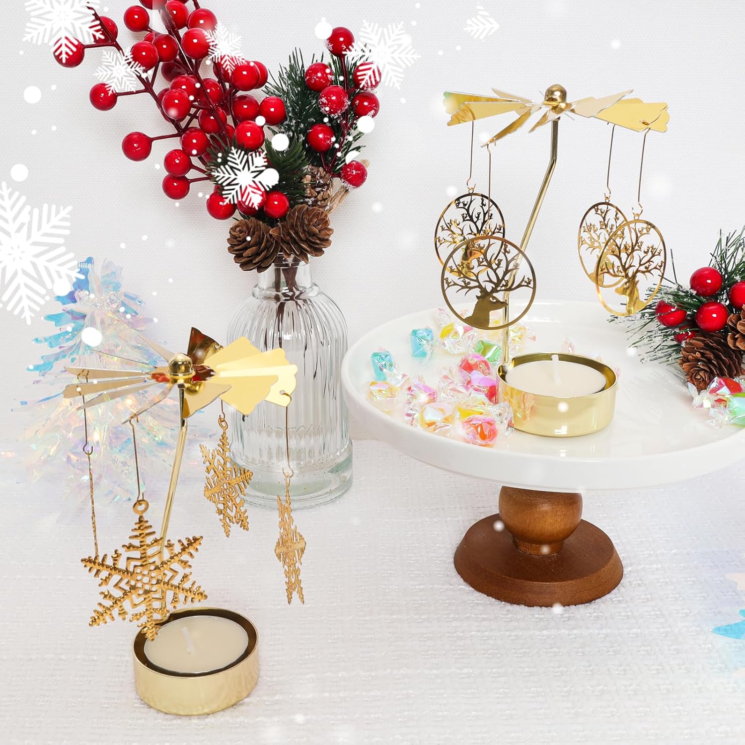 Heliltd 2-Piece Christmas Candle Holder Set Description