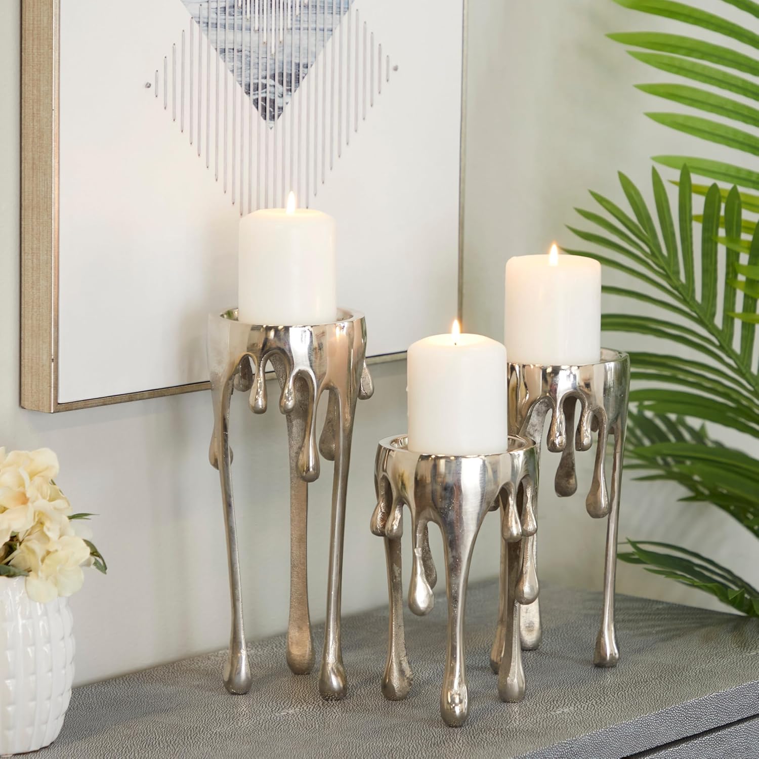Elegant Silver Candle Holder Set