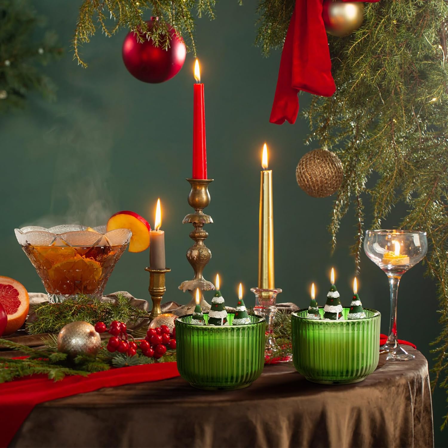2 Pack Christmas Aspen Scented Candles Dark Green Classic