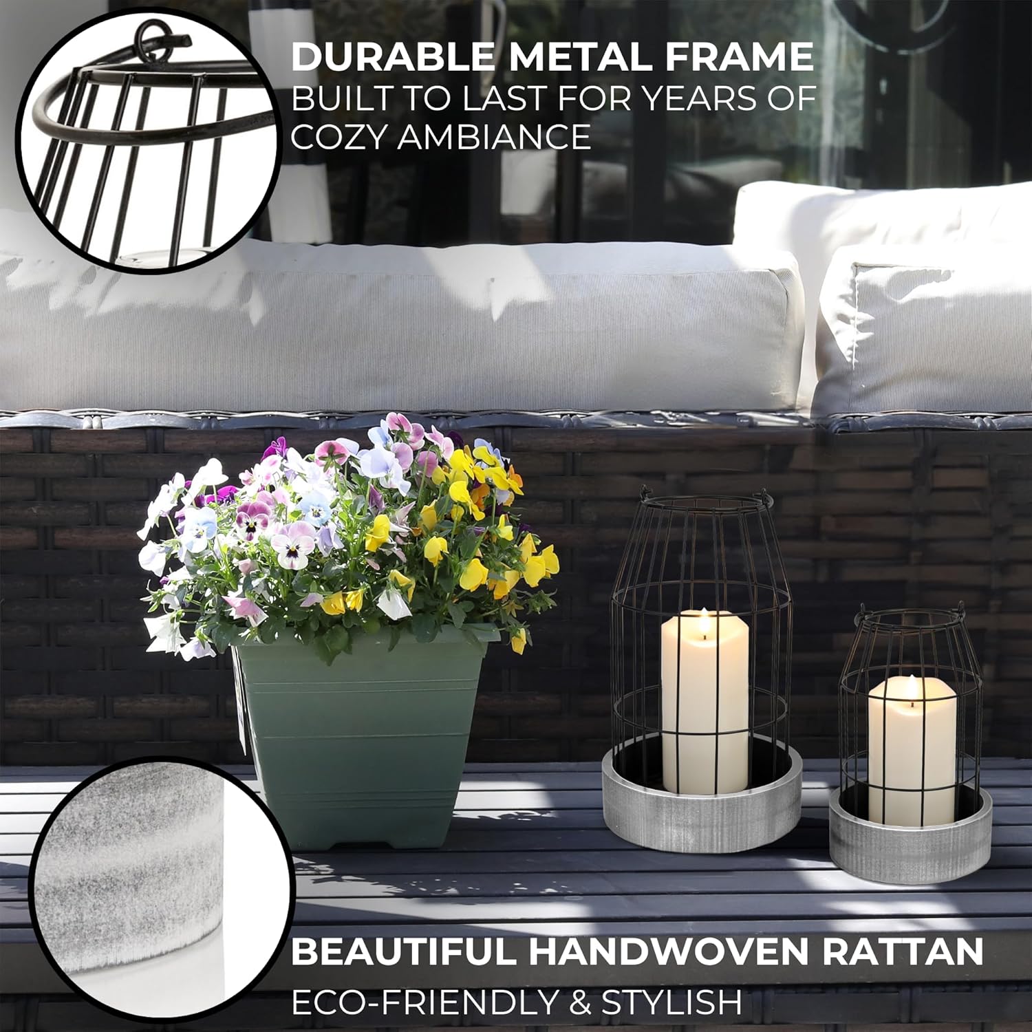 Stylish Rustic Lanterns Set of 2