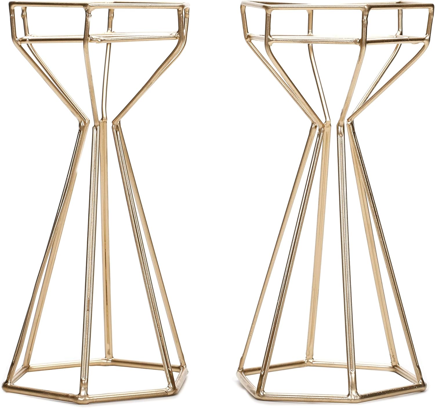 Elegant Gold Wire Candle Holders Set